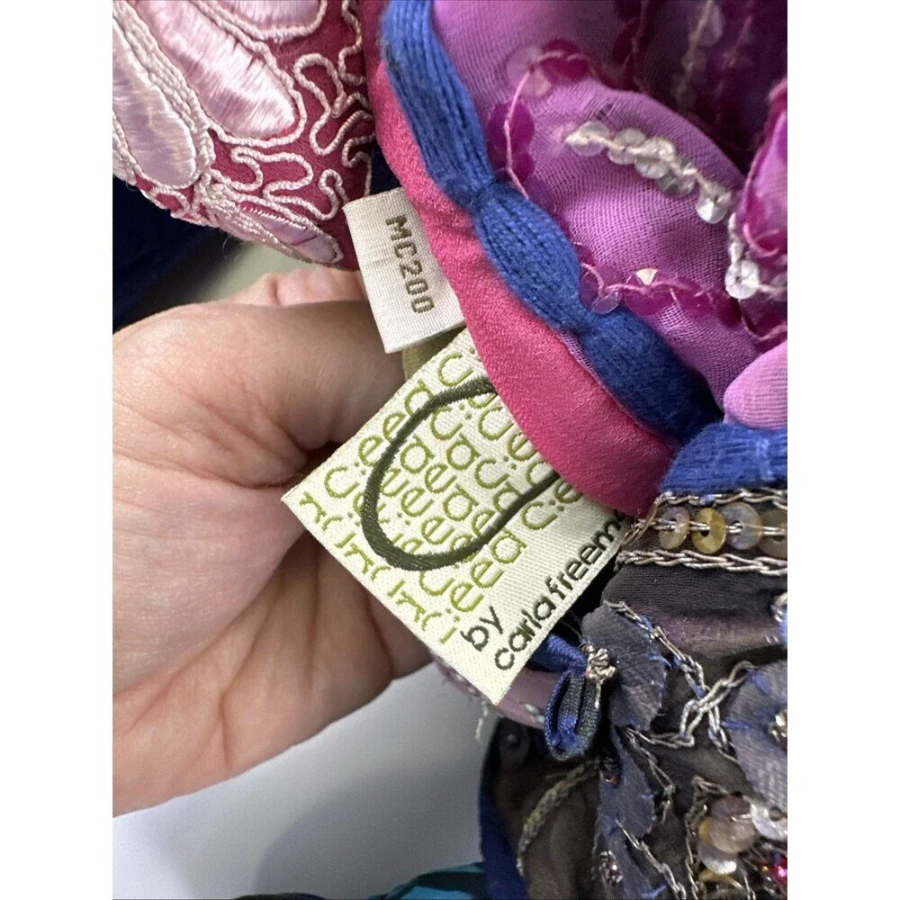 C:eed By Carla Freeman‎ Silk Reversible Jacket Satin Sequin Floral Button Small